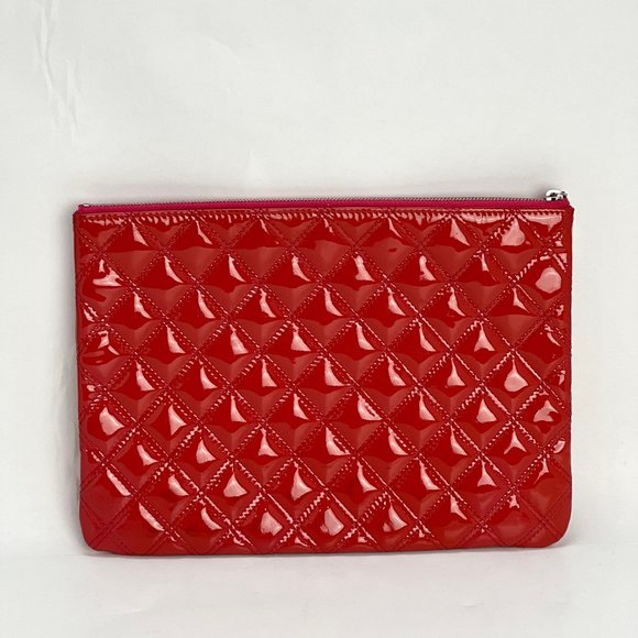 Chanel Patent Quilted Medium Cosmetic Case Dark Pink - Picture 2 of 15